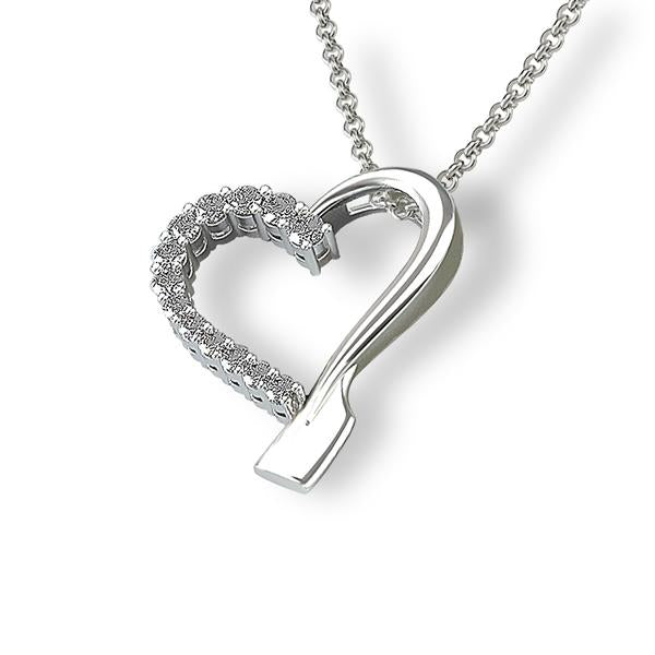 14k Gold Rowing Heart Diamond Pendant