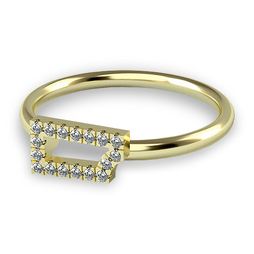  Gold Diamond Oar Ring